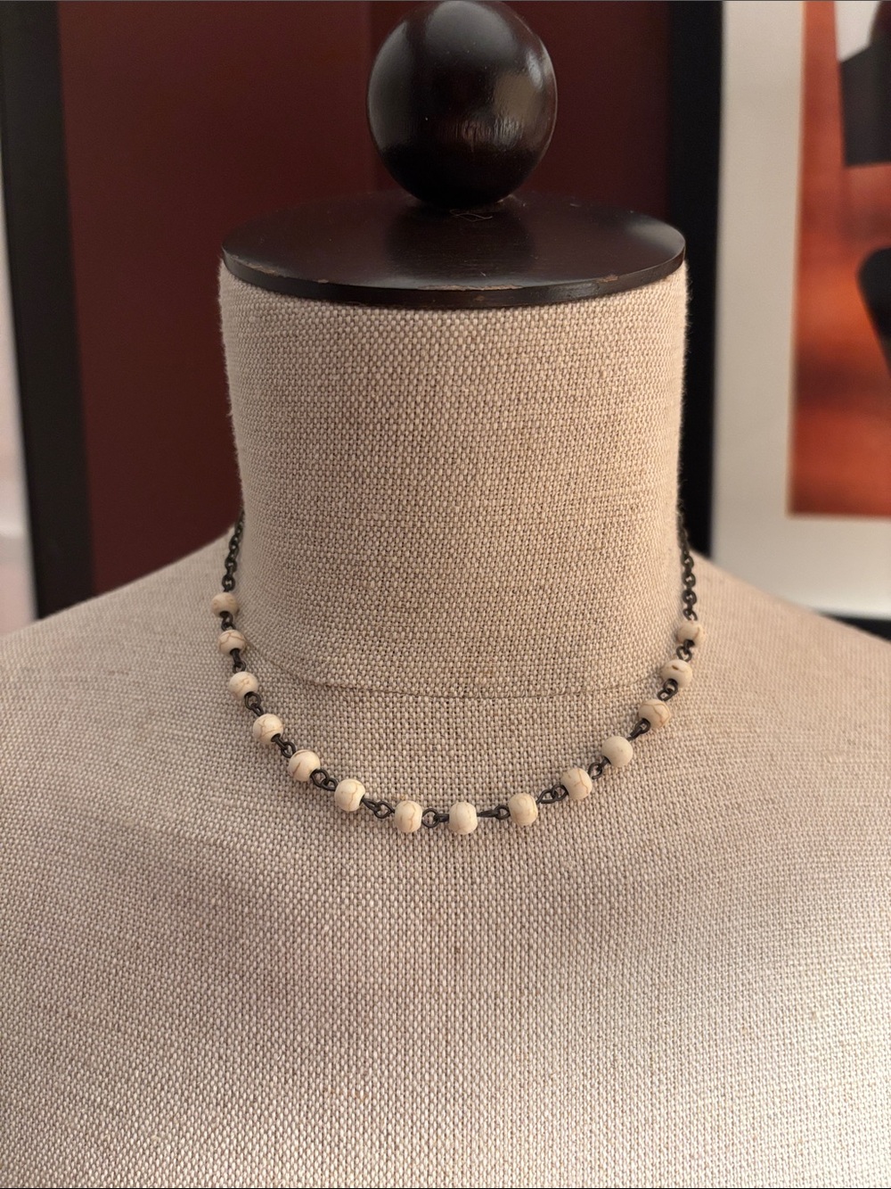 Beaded Chain Necklace in Cream